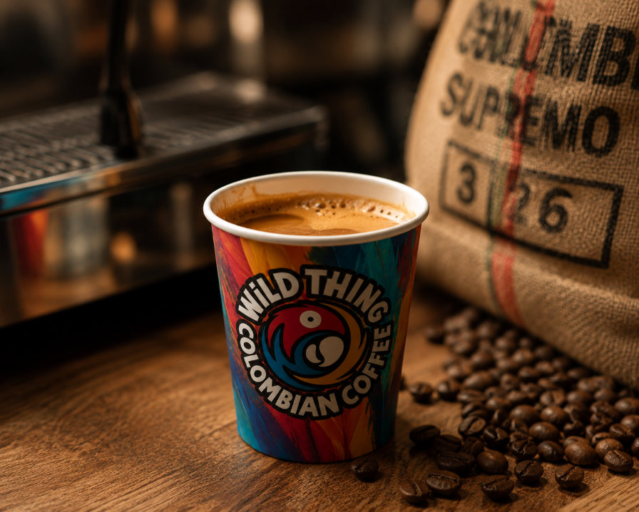 Wild Thing espresso in the branded cup