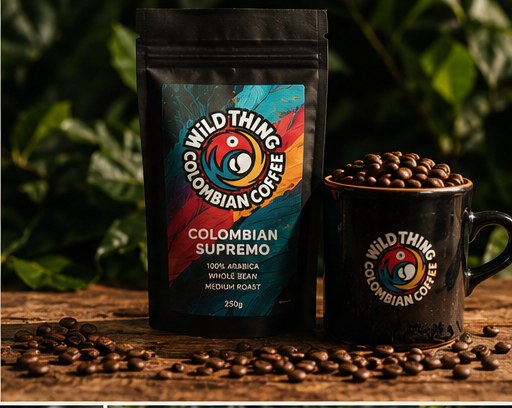 Wild Thing 250g whole bean Colombian Supremo bag